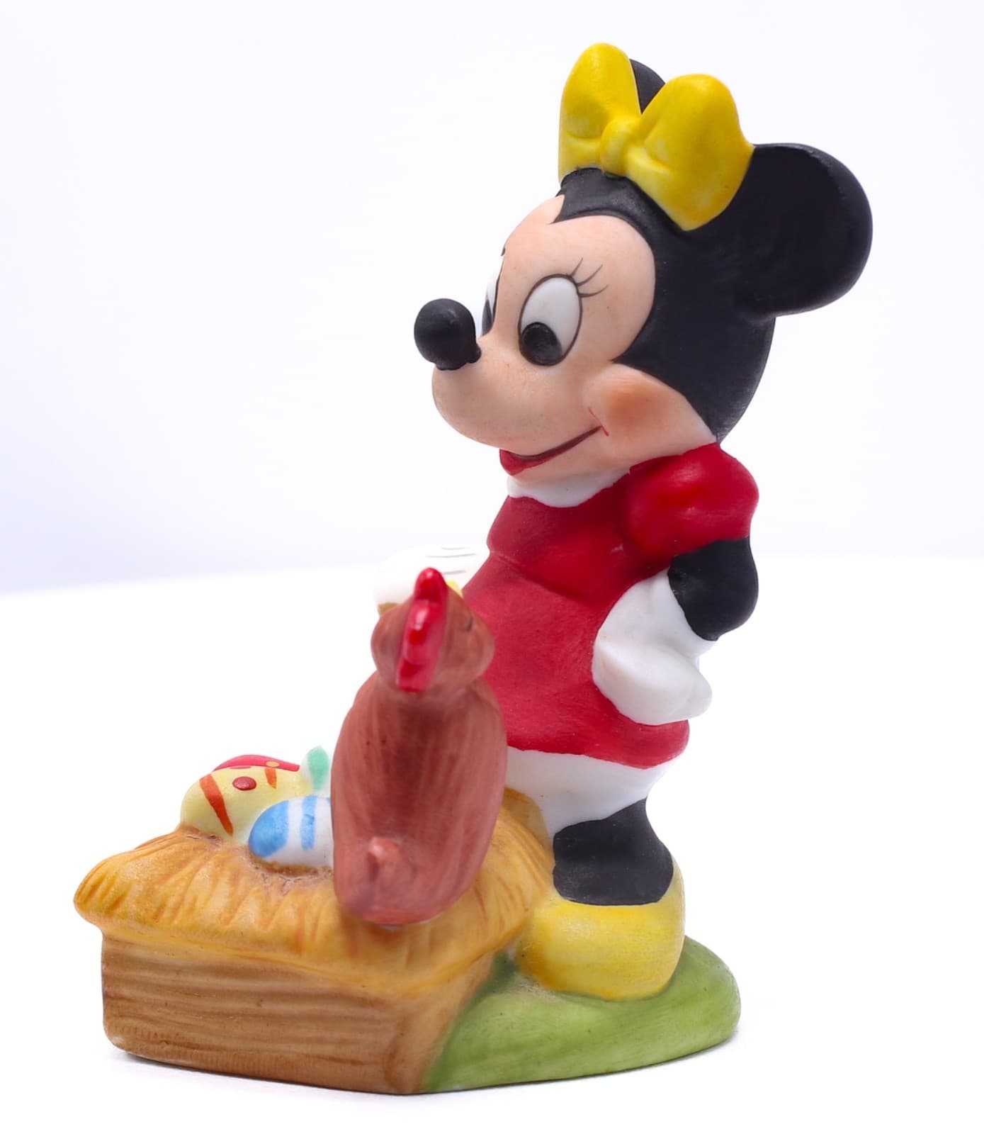 Vintage Walt Disney Productions Minnie Mouse with Chicken Bisque Figurine 3” - Thumbnail 2