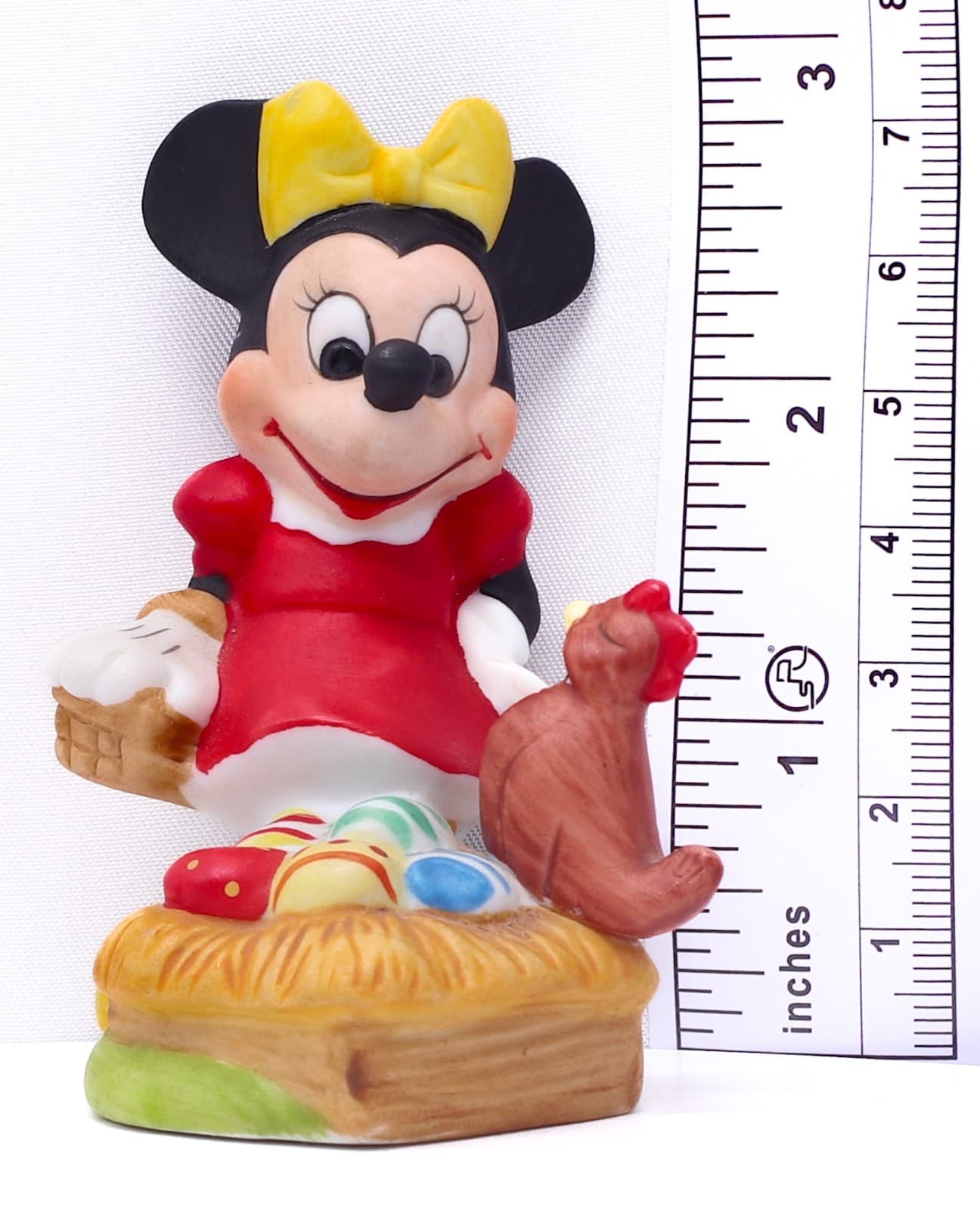 Vintage Walt Disney Productions Minnie Mouse with Chicken Bisque Figurine 3” - Thumbnail 5