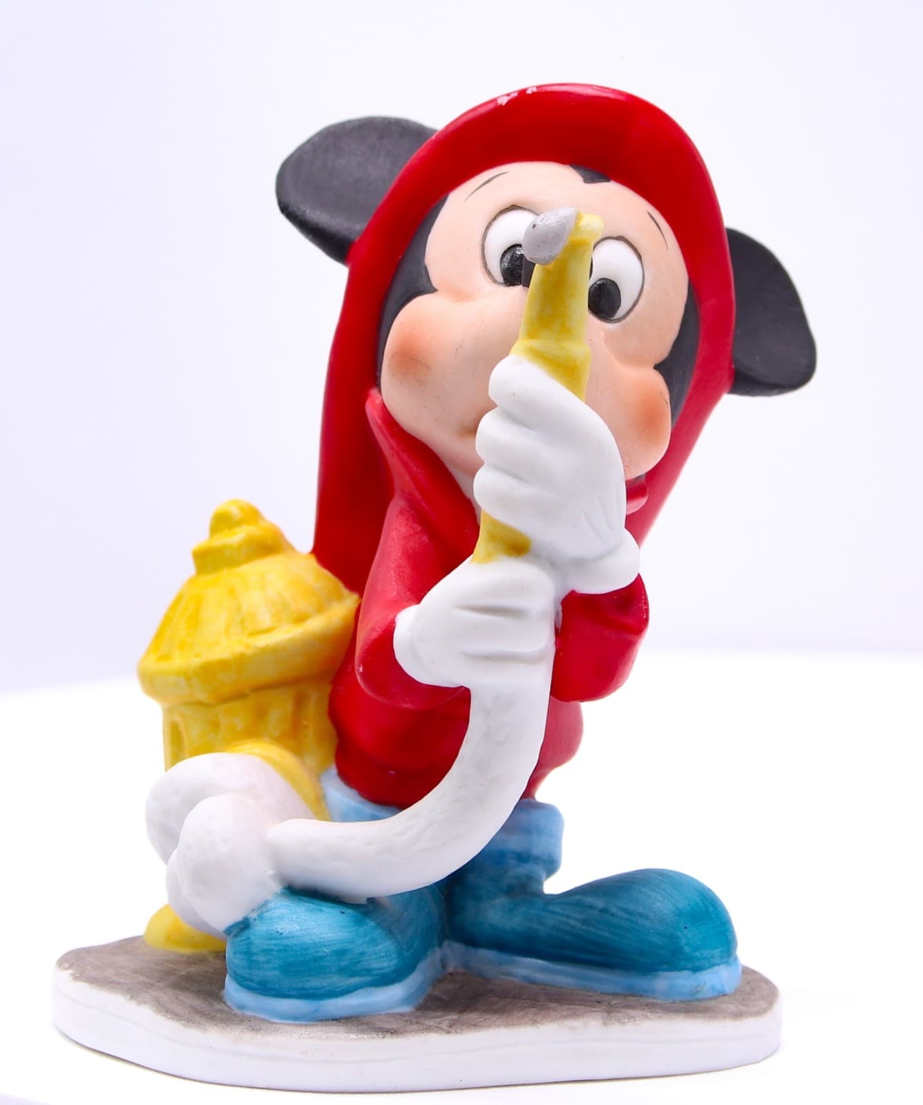 Vintage Walt Disney Productions Mickey Mouse Fire Chief Figurine w/ Hydrant