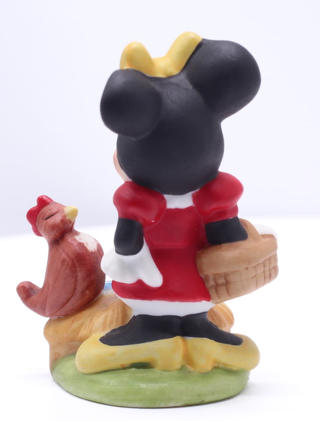 Vintage Walt Disney Productions Minnie Mouse with Chicken Bisque Figurine 3” - Thumbnail 3