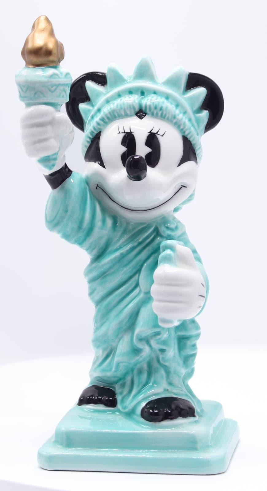Disney China Minnie Mouse Statue of Liberty Figurine New York Souvenir Aqua 5”