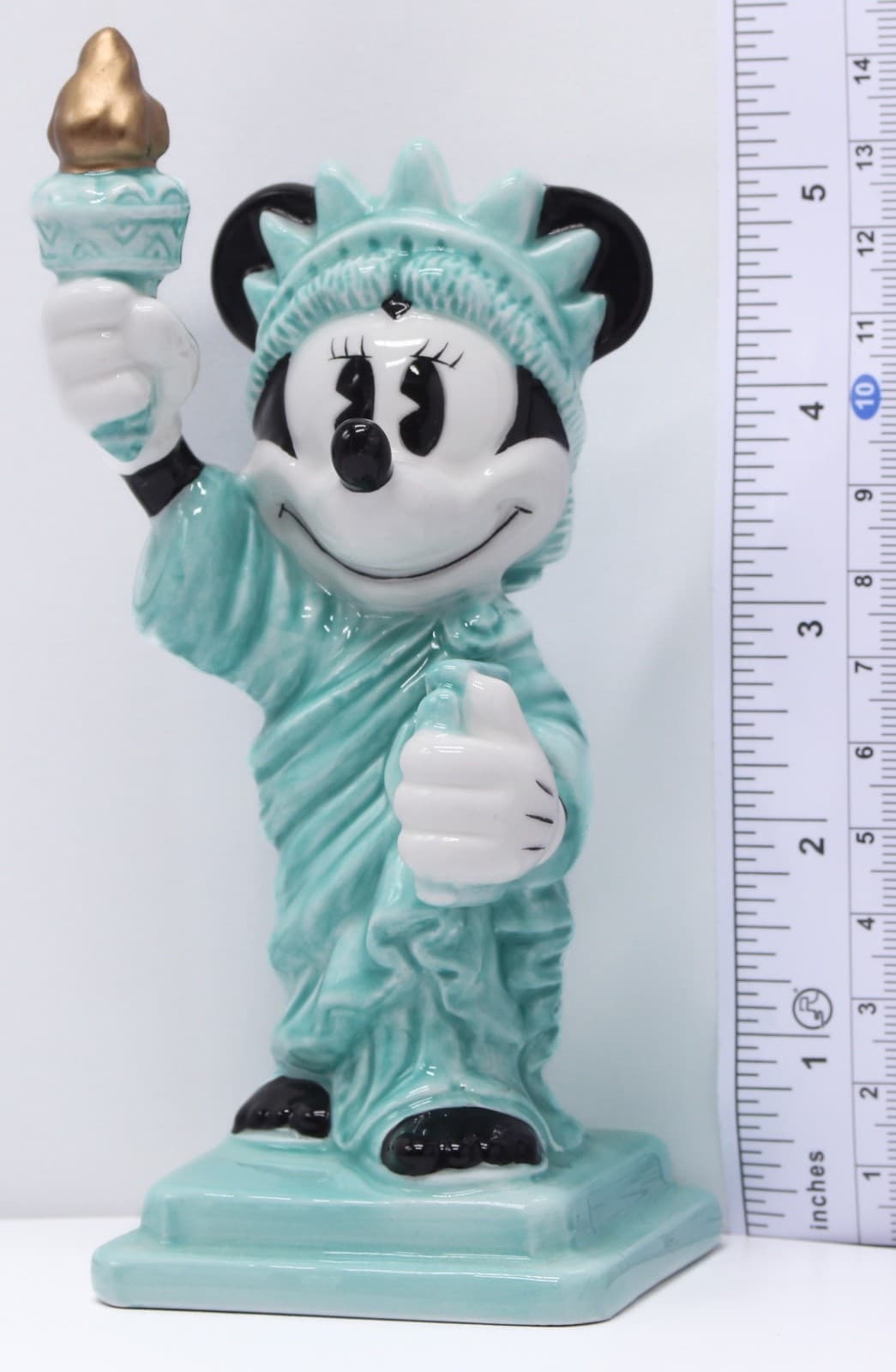 Disney China Minnie Mouse Statue of Liberty Figurine New York Souvenir Aqua 5” - Thumbnail 6
