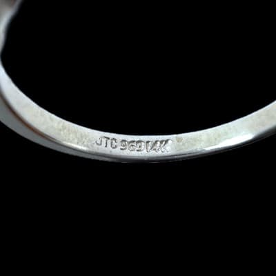 14K White Gold Solitaire Diamond Ring. Single Leaf Design. JTC 969 14K. 6 1/2 - Thumbnail 3