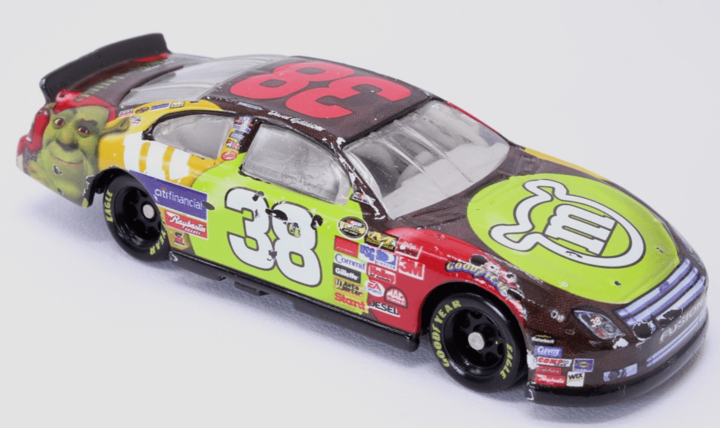 NASCAR ~ 2007 DAVID GILLILAND #38 M&M's Shrek ~ 1:64 Diecast