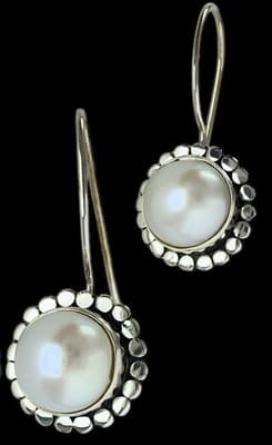 Elegant White Mabe Pearl & Silver Drop Earrings, Simple Yet Elegant