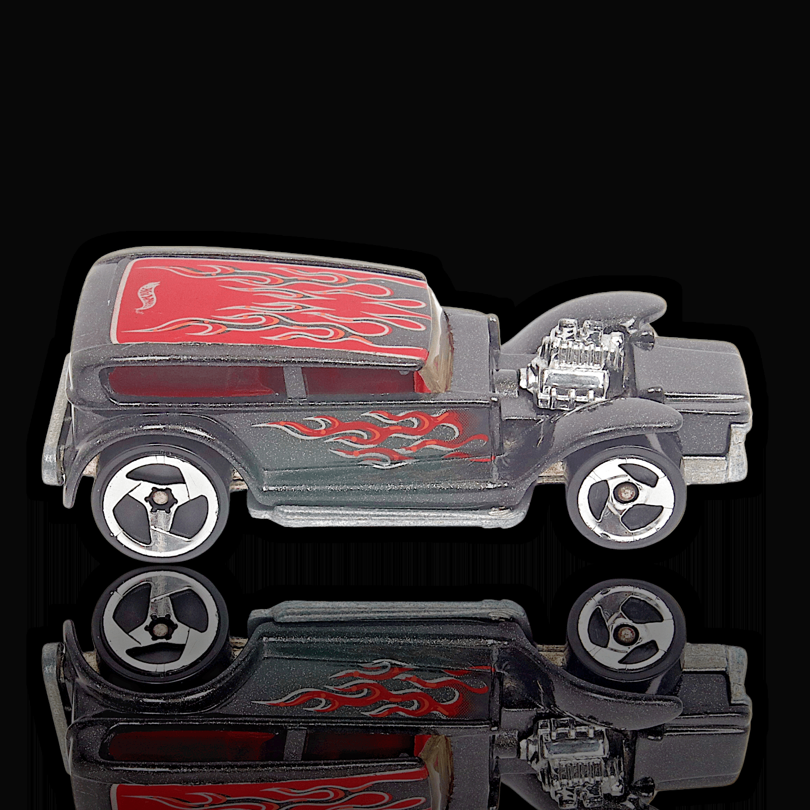 VINTAGE Hot Wheels 1969 THE DEMON ~ Black, Red Flames ~ 3SP Wheels 105 Diecast