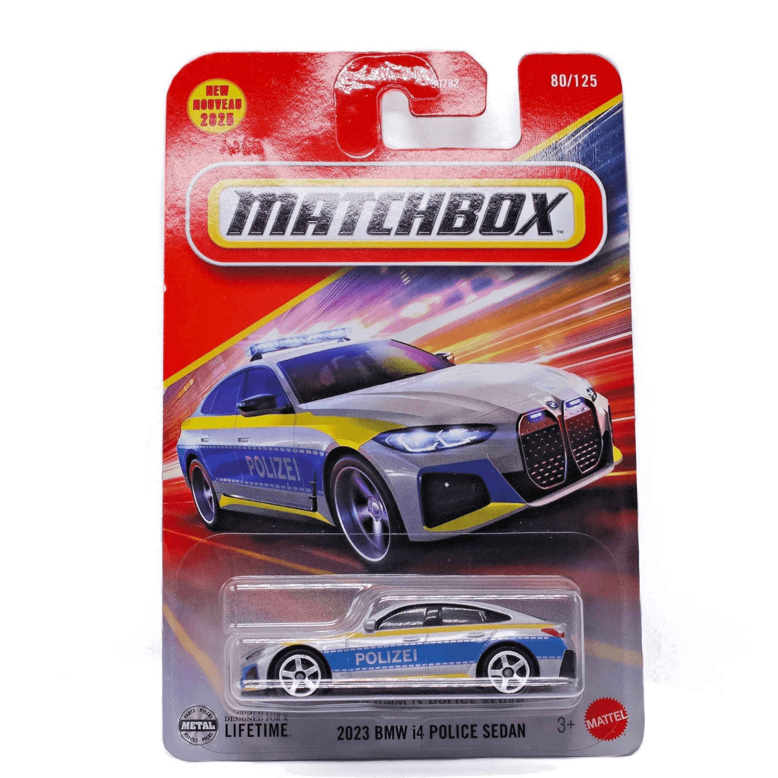2025 Matchbox Mainline ~ 2023 BMW i4 POLICE SEDAN (80/125) ~ Diecast 1/64