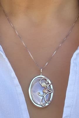 South Dakota Black Hills Gold Necklace design pendant Sterling Silver & Gold - Thumbnail 4