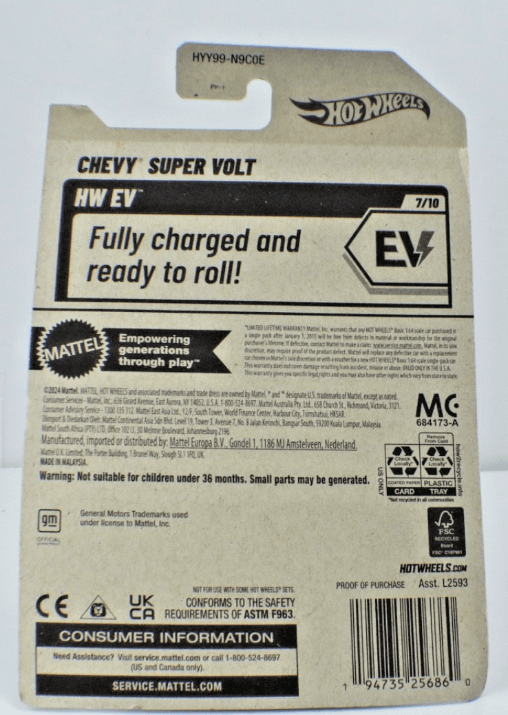 2025 Hot Wheels ~ CHEVY SUPER VOLT ~ Collector # 101/250 ~ HW EV 7/10 ~ Green - Thumbnail 2