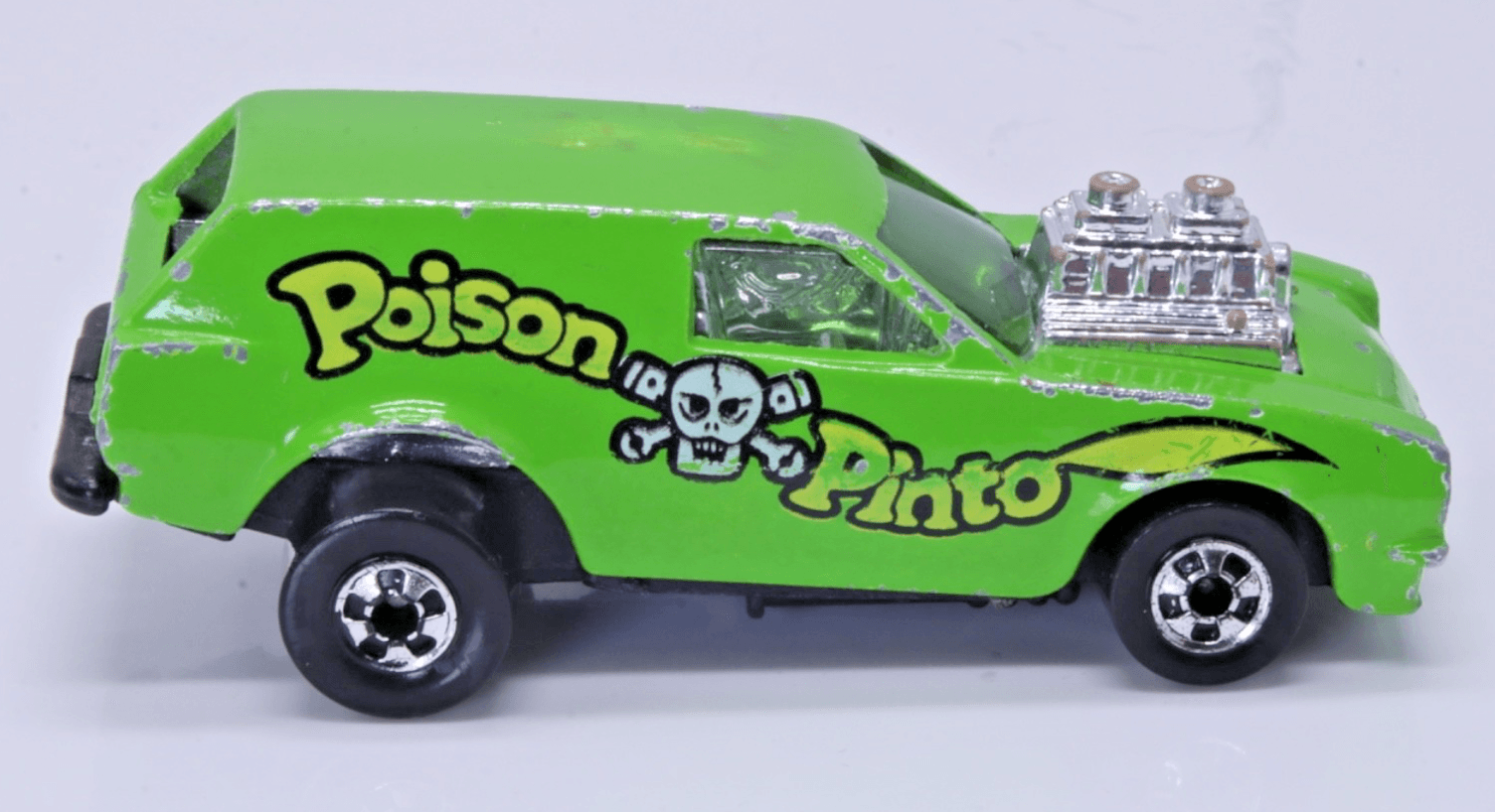 Vintage Hot Wheels Blackwall ~ 1975 POISON PINTO ~ Green Flying Colors HK - Thumbnail 3