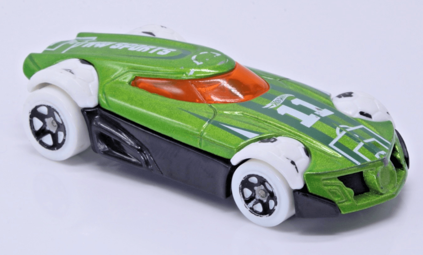 2021 Hot Wheels Sports Series ~ MR11 ~ Green Soccer Car Die-Cast 1/64