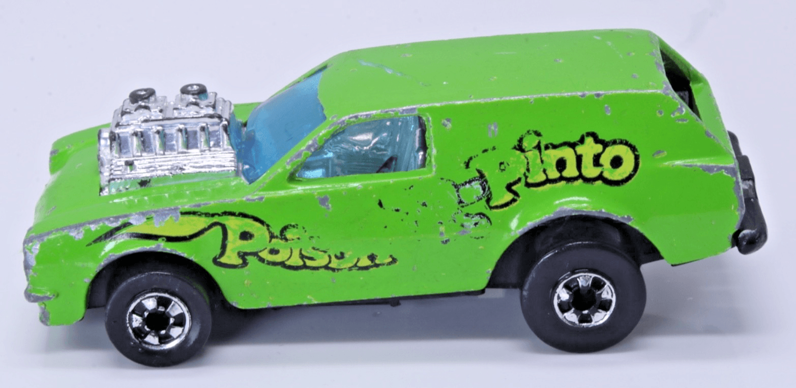 Vintage Hot Wheels Blackwall ~ 1975 POISON PINTO ~ Green Flying Colors HK - Thumbnail 4