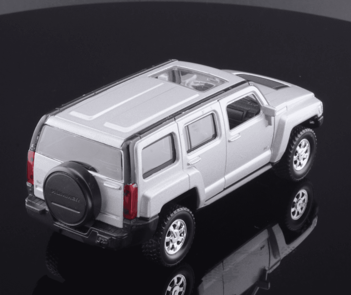 Welly ~ HUMMER H3 ~ SUV Silver 1/34 Diecast Model Car "Pull-Back" Action - Thumbnail 8