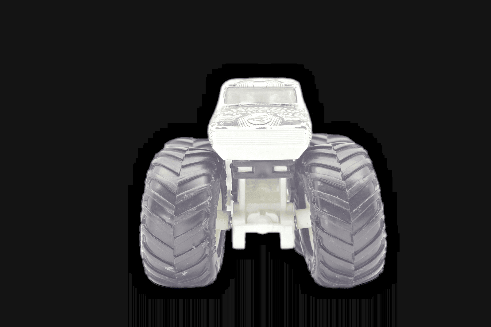 Hot Wheels ~ Monster Trucks Chassis Snapper ~ Black & White Diecast 1:64 - Thumbnail 4