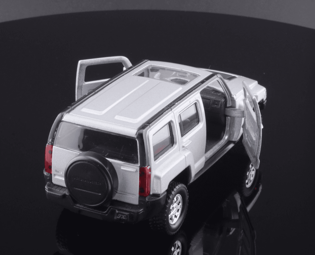 Welly ~ HUMMER H3 ~ SUV Silver 1/34 Diecast Model Car "Pull-Back" Action - Thumbnail 9