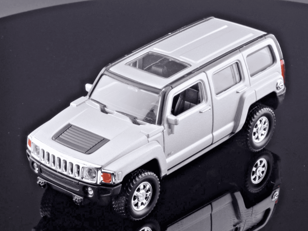 Welly ~ HUMMER H3 ~ SUV Silver 1/34 Diecast Model Car "Pull-Back" Action - Thumbnail 15