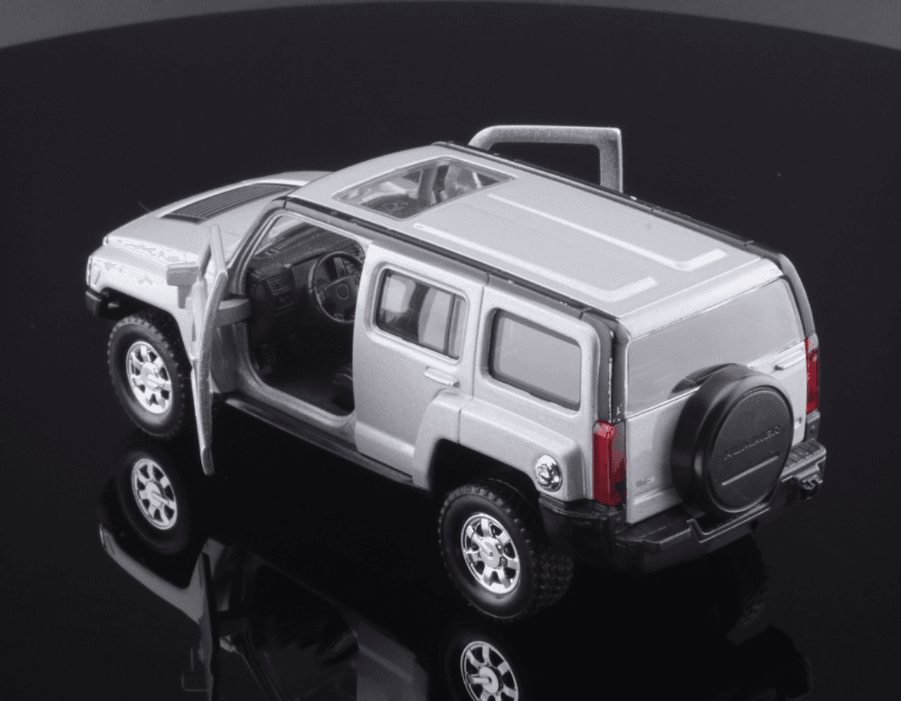Welly ~ HUMMER H3 ~ SUV Silver 1/34 Diecast Model Car "Pull-Back" Action - Thumbnail 10