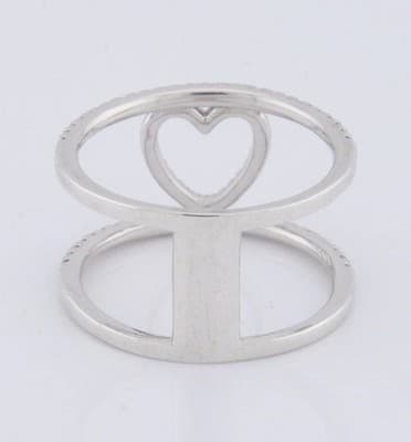 Sterling Silver Heart Ring w/ Micro Pave Cubic Zirconia Stones Size 8 - Thumbnail 9