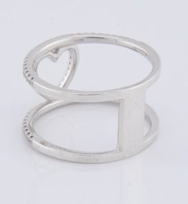 Sterling Silver Heart Ring w/ Micro Pave Cubic Zirconia Stones Size 8 - Thumbnail 8