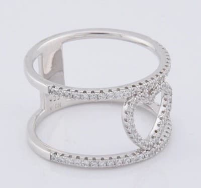 Sterling Silver Heart Ring w/ Micro Pave Cubic Zirconia Stones Size 8 - Thumbnail 6