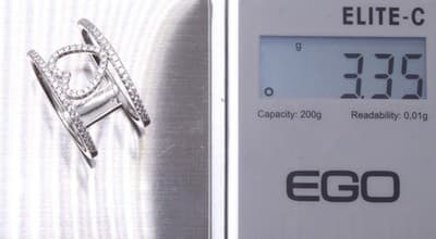 Sterling Silver Heart Ring w/ Micro Pave Cubic Zirconia Stones Size 8 - Thumbnail 10