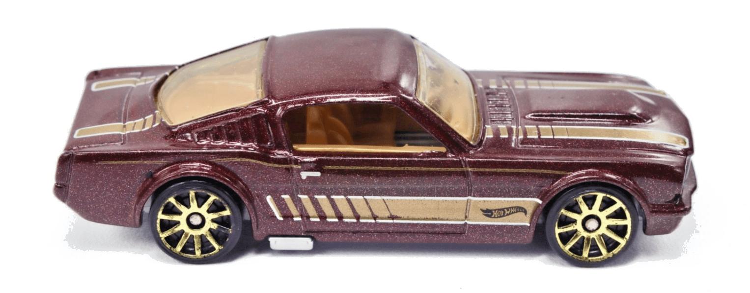 Hot Wheels ~ 1965 MUSTANG 2+2 FASTBACK ~ Burgundy Gold Rims 1/64 - Thumbnail 3