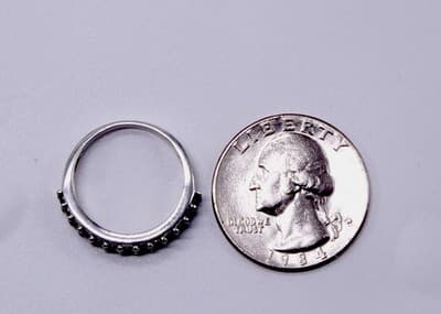 BBJ Signed Sterling Silver Pave Black Spinel Stone 3.5mm Thin Band Ring Sz 6 - Thumbnail 8