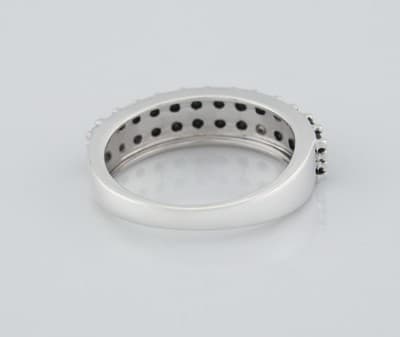 BBJ Signed Sterling Silver Pave Black Spinel Stone 3.5mm Thin Band Ring Sz 6 - Thumbnail 4