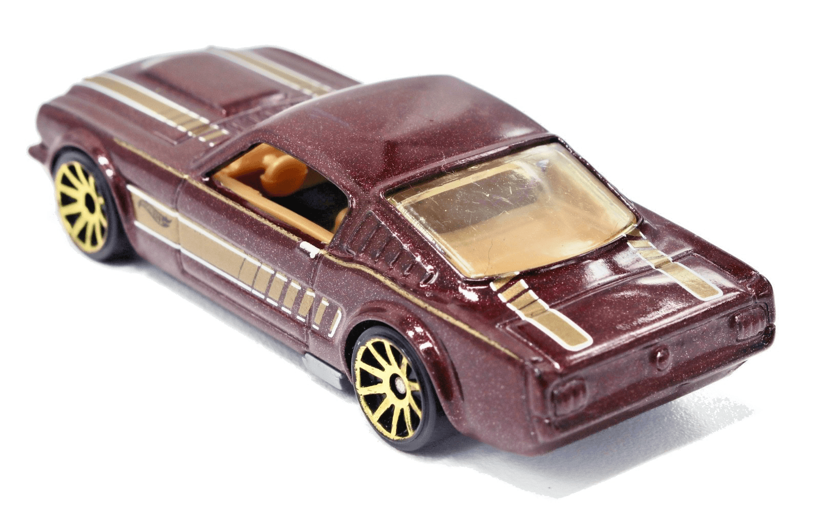 Hot Wheels ~ 1965 MUSTANG 2+2 FASTBACK ~ Burgundy Gold Rims 1/64 - Thumbnail 5