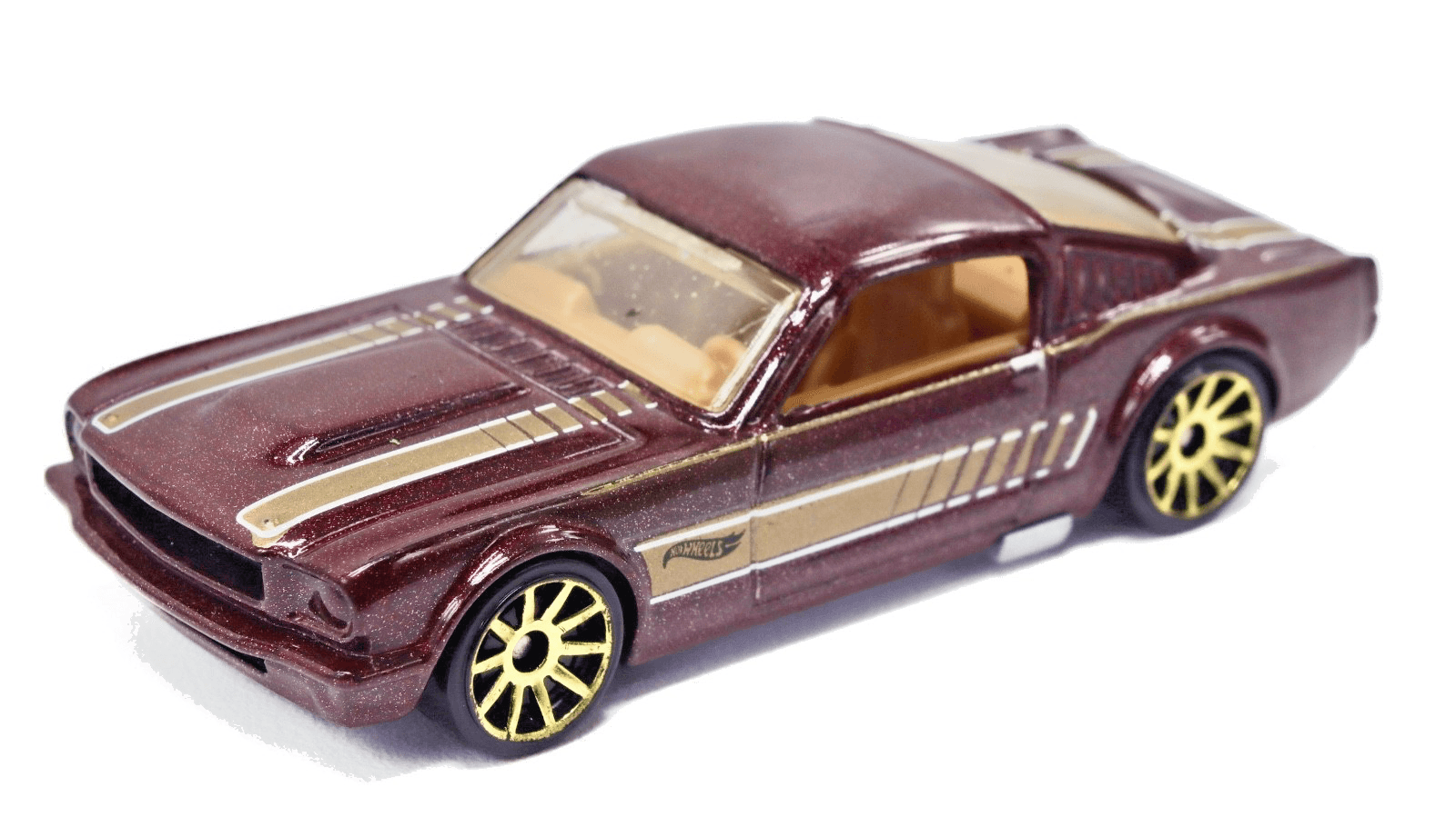 Hot Wheels ~ 1965 MUSTANG 2+2 FASTBACK ~ Burgundy Gold Rims 1/64 - Thumbnail 2