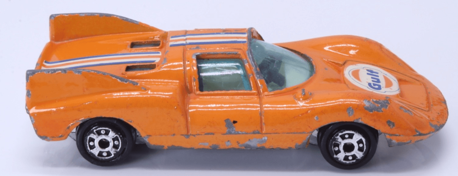 VINTAGE 1970s Yat Ming ~ PORSCHE 910 #1020 ~ Gulf Orange 1:64 Diecast Car HK - Thumbnail 3