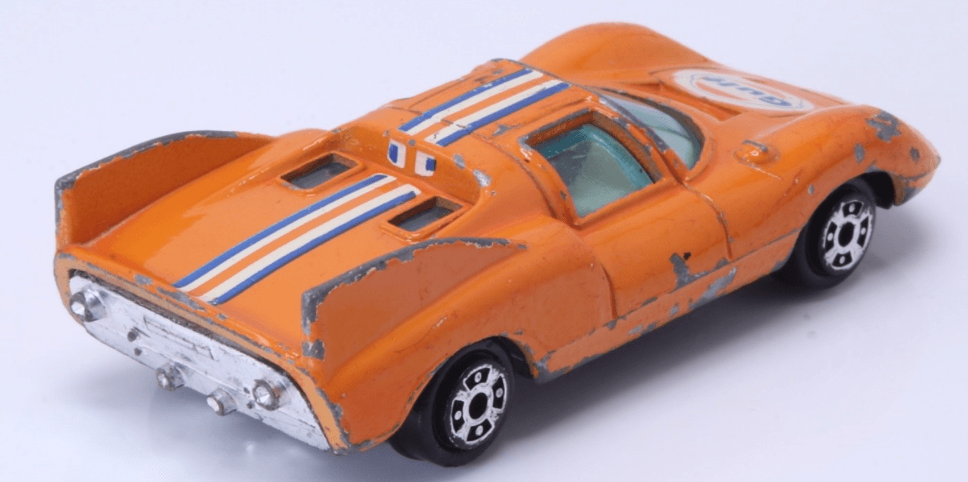 VINTAGE 1970s Yat Ming ~ PORSCHE 910 #1020 ~ Gulf Orange 1:64 Diecast Car HK - Thumbnail 5