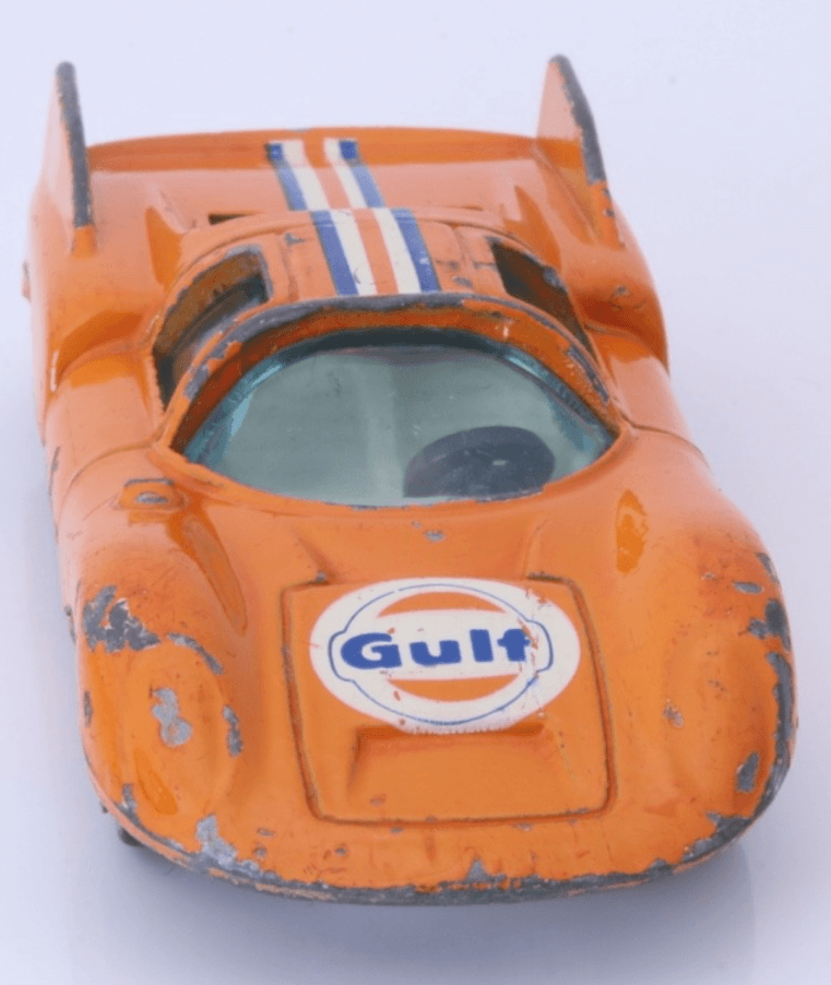VINTAGE 1970s Yat Ming ~ PORSCHE 910 #1020 ~ Gulf Orange 1:64 Diecast Car HK - Thumbnail 8
