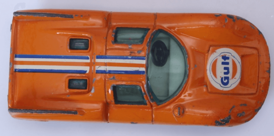 VINTAGE 1970s Yat Ming ~ PORSCHE 910 #1020 ~ Gulf Orange 1:64 Diecast Car HK - Thumbnail 9