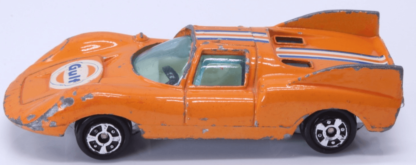VINTAGE 1970s Yat Ming ~ PORSCHE 910 #1020 ~ Gulf Orange 1:64 Diecast Car HK - Thumbnail 4