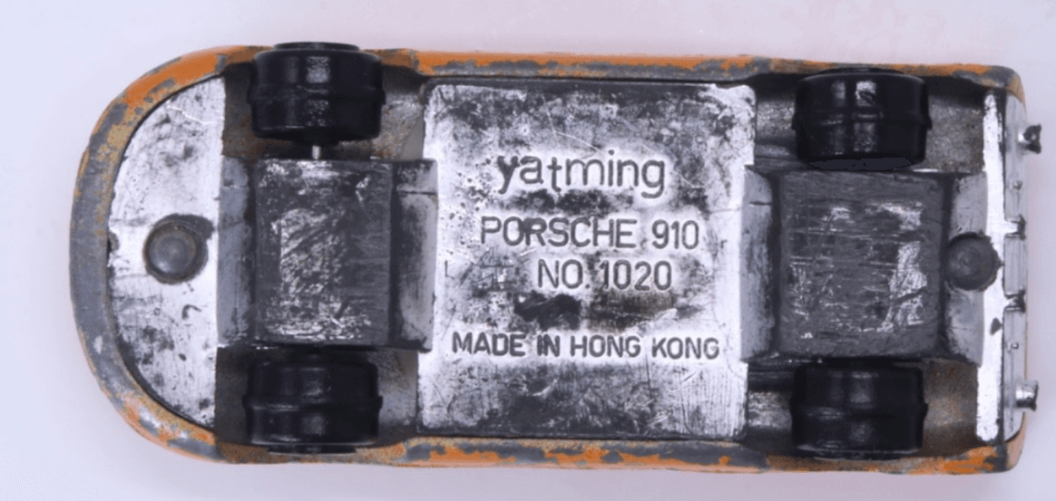 VINTAGE 1970s Yat Ming ~ PORSCHE 910 #1020 ~ Gulf Orange 1:64 Diecast Car HK - Thumbnail 10
