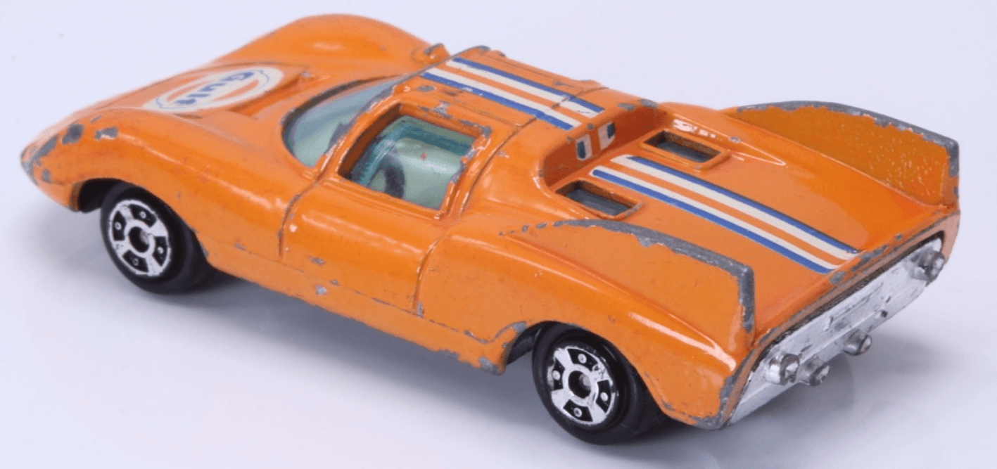 VINTAGE 1970s Yat Ming ~ PORSCHE 910 #1020 ~ Gulf Orange 1:64 Diecast Car HK - Thumbnail 6