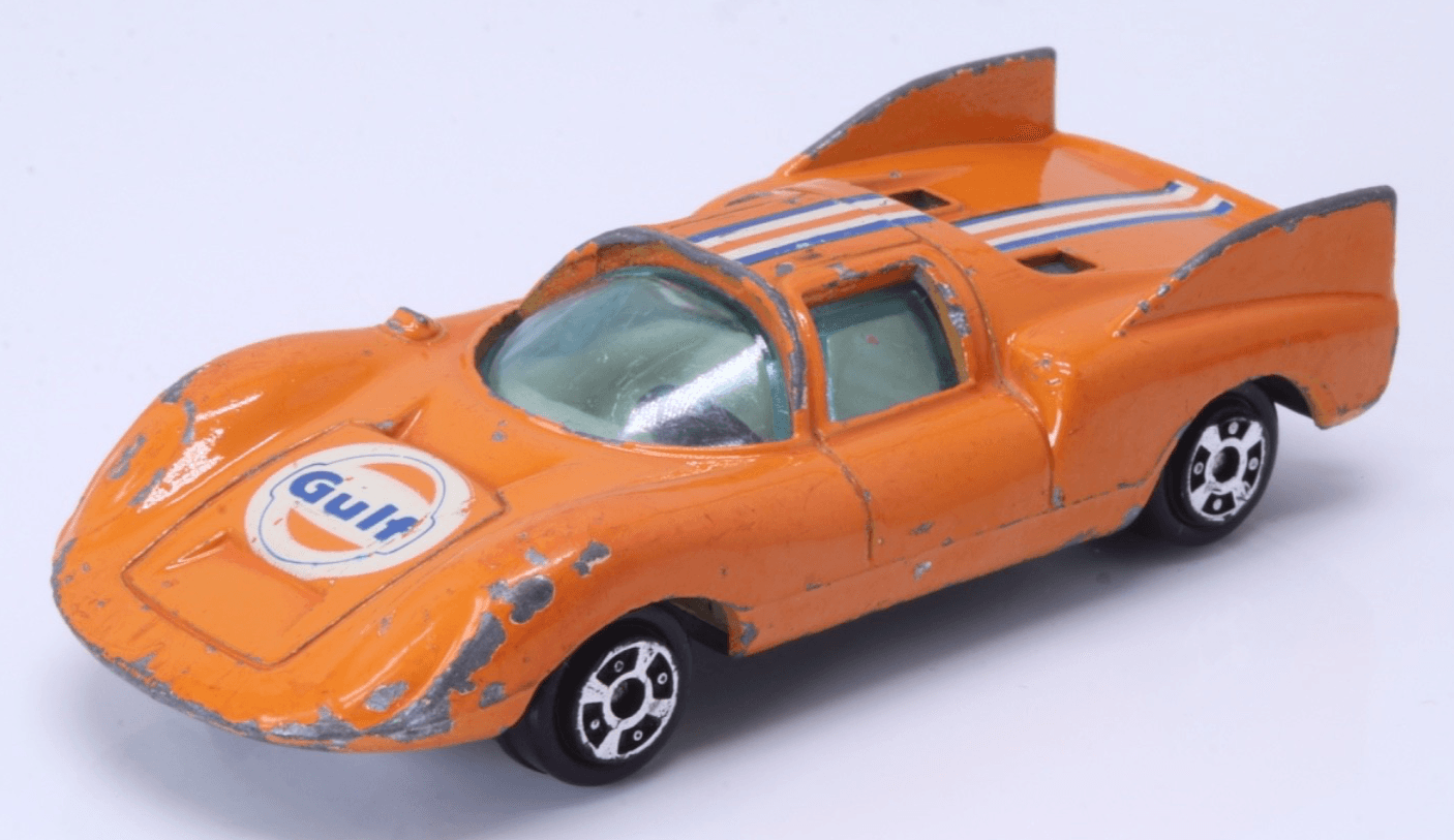 VINTAGE 1970s Yat Ming ~ PORSCHE 910 #1020 ~ Gulf Orange 1:64 Diecast Car HK - Thumbnail 2