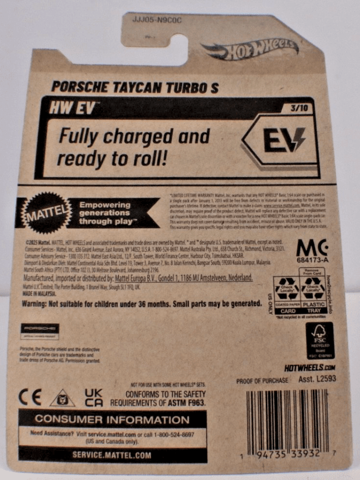 2026 HW Mainline Case B ~ PORSCHE TAYCAN TURBO S ~ HW EV (3/10) / 34/250 - Thumbnail 2