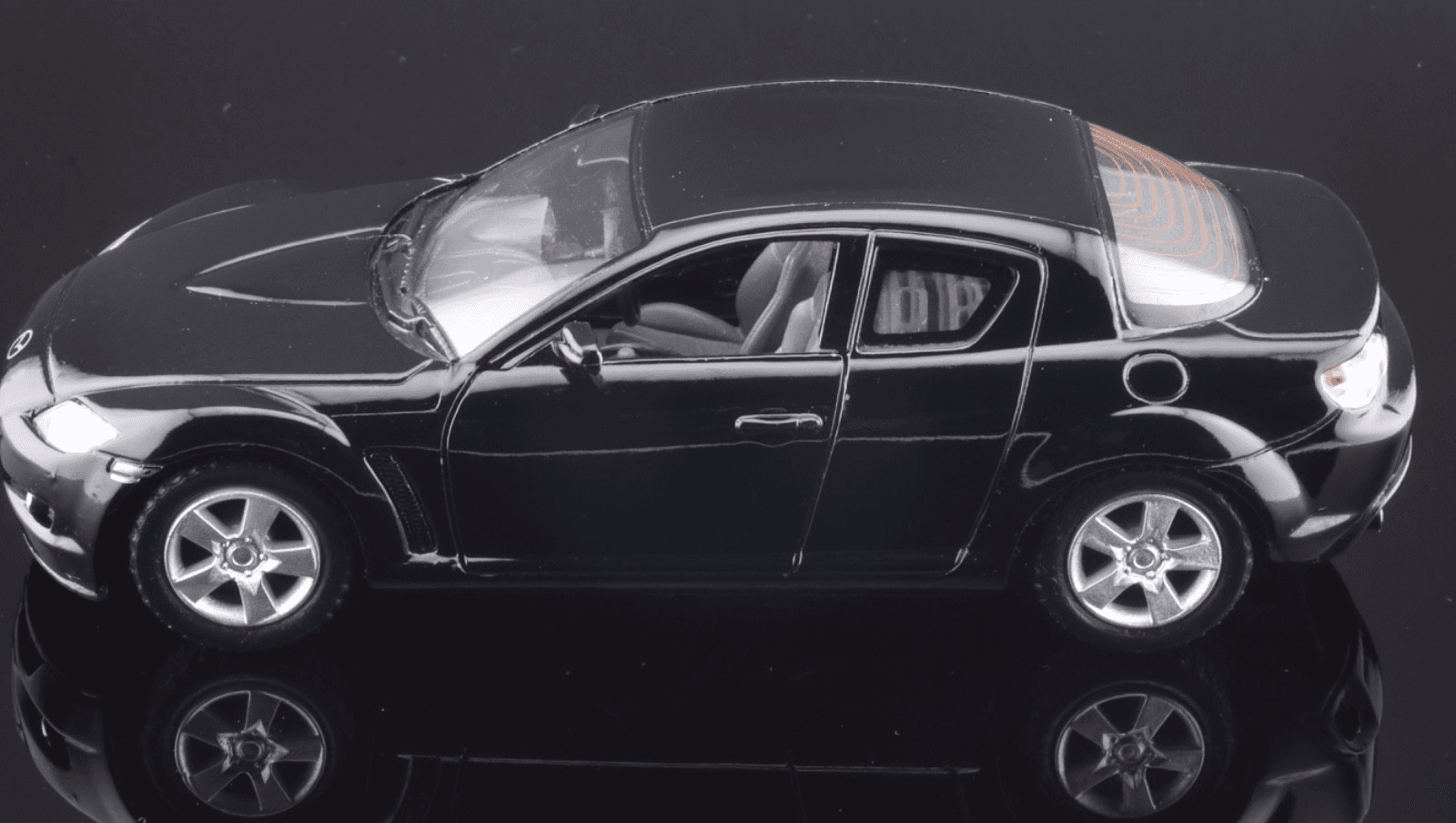 Kinsmart ~ MAZDA RX-8 (5071D) ~ "Pull-Back" Black 1/36 Scale Diecast Toy Car - Thumbnail 12