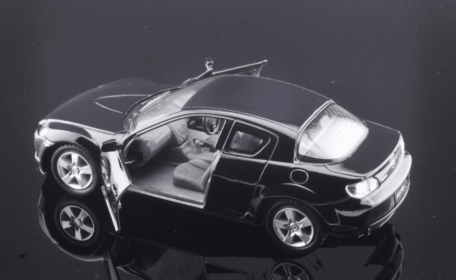 Kinsmart ~ MAZDA RX-8 (5071D) ~ "Pull-Back" Black 1/36 Scale Diecast Toy Car - Thumbnail 9