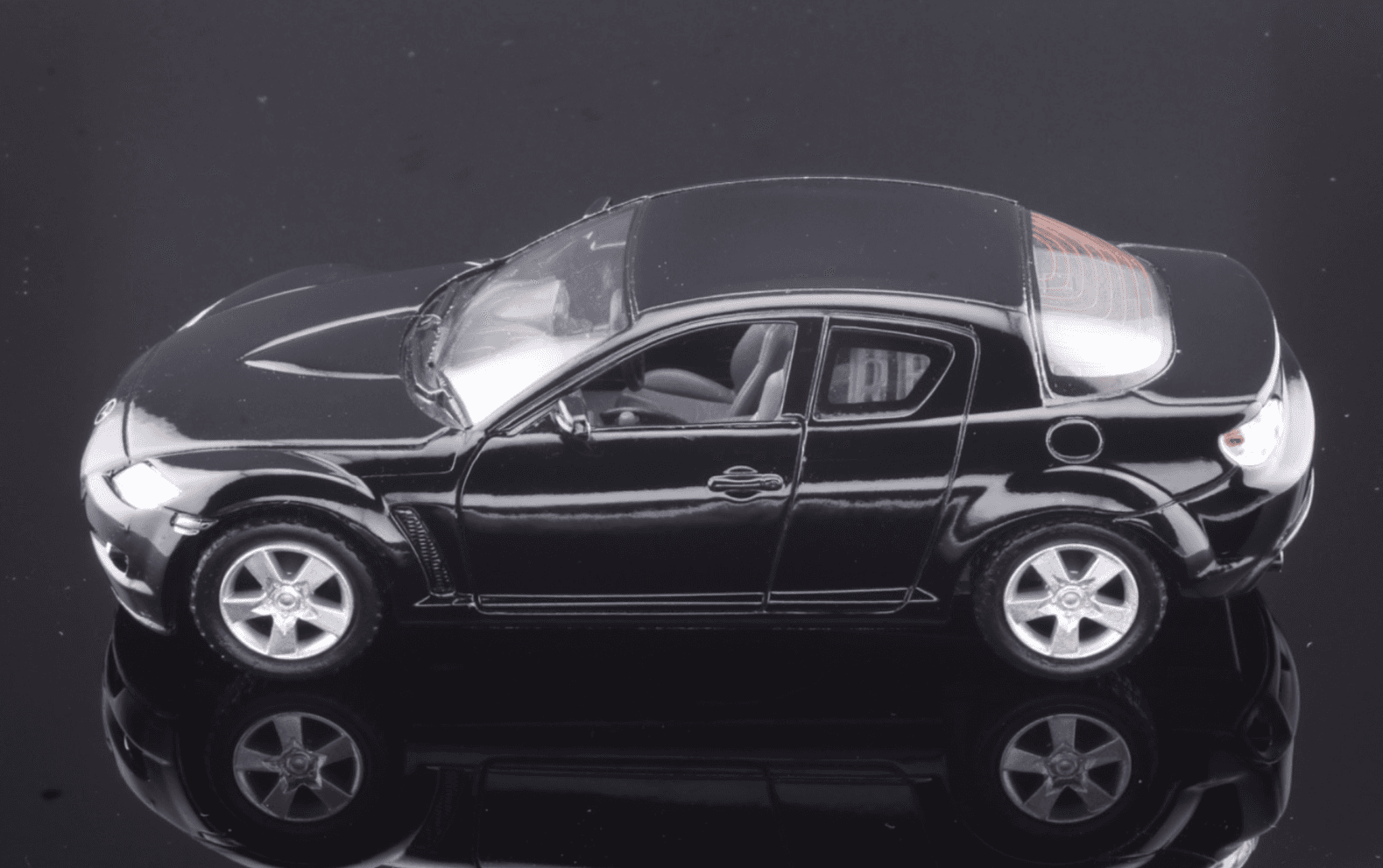 Kinsmart ~ MAZDA RX-8 (5071D) ~ "Pull-Back" Black 1/36 Scale Diecast Toy Car - Thumbnail 3