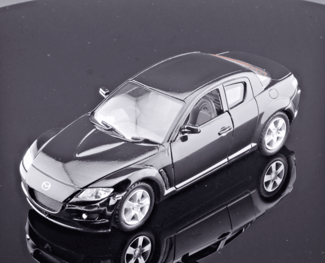 Kinsmart ~ MAZDA RX-8 (5071D) ~ "Pull-Back" Black 1/36 Scale Diecast Toy Car