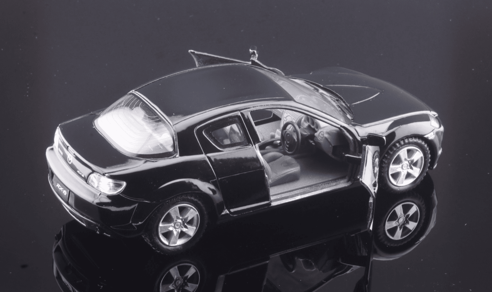 Kinsmart ~ MAZDA RX-8 (5071D) ~ "Pull-Back" Black 1/36 Scale Diecast Toy Car - Thumbnail 8