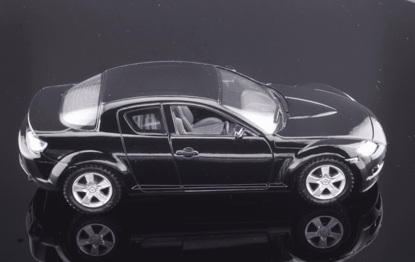 Kinsmart ~ MAZDA RX-8 (5071D) ~ "Pull-Back" Black 1/36 Scale Diecast Toy Car - Thumbnail 2