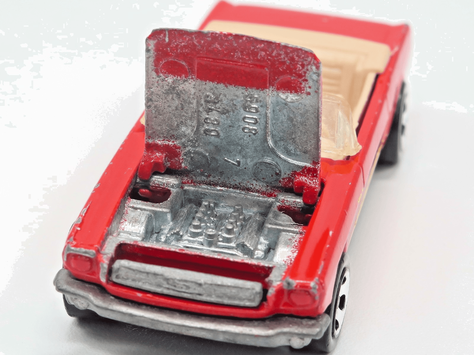 VINTAGE...Hot Wheels ~ 1965 FORD MUSTANG CONVERTIBLE ~ Red 1/64 Diecast - Thumbnail 7