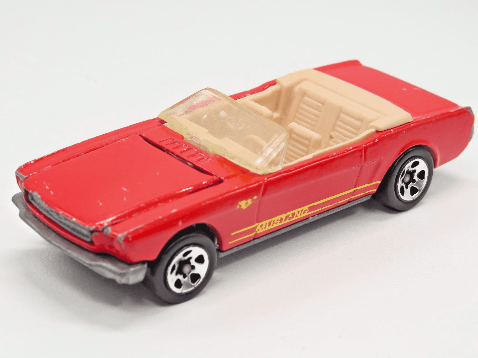 VINTAGE...Hot Wheels ~ 1965 FORD MUSTANG CONVERTIBLE ~ Red 1/64 Diecast - Thumbnail 2