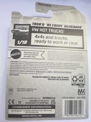Hot Wheels 2023 Toon'd '83 Chevy Silverado ~ Blue HW Trucks ~ 1/10 ~ 93/250 - Thumbnail 2