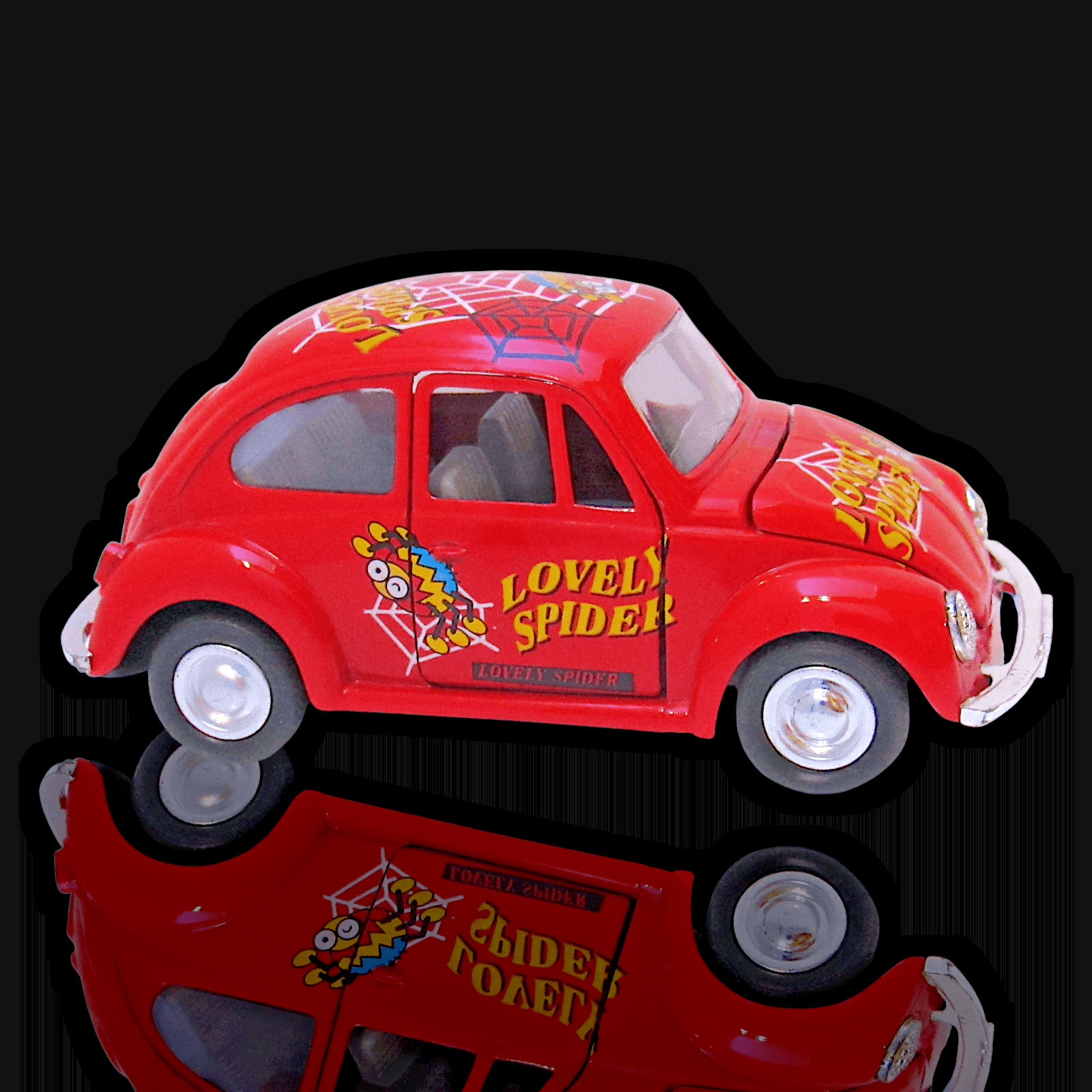 VW Beetle "LOVELY SPIDER" ~ Red ~ Diecast 1:32 ~ Pull Back Car ~ Toy