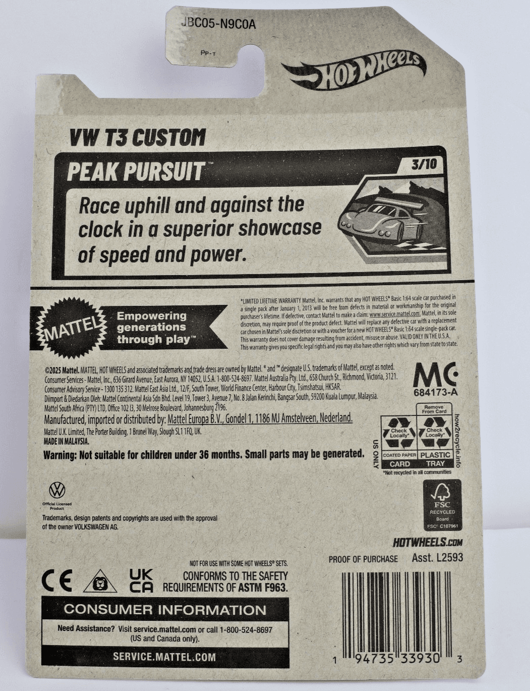 2025 Hot Wheels ~ VW T3 CUSTOM ~ #200/250 Peak Pursuit #3/10 Diecast - Thumbnail 2
